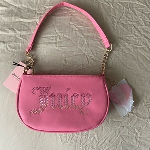 Hot Pink Juicy Couture Velour Shoulder Bag with rhinestones